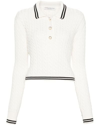 Alessandra Rich Poloshirt mit Zopfmuster - Weiß