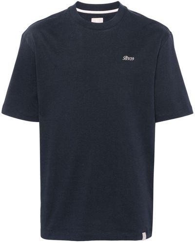 BOGGI Logo-embroidered Cotton T-shirt - Blue