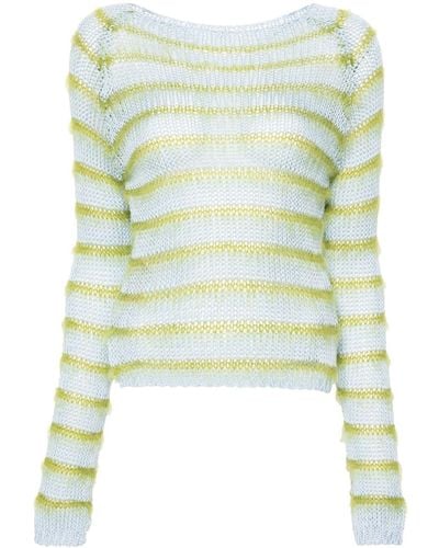 Marni Striped Open-knit Sweater - Green
