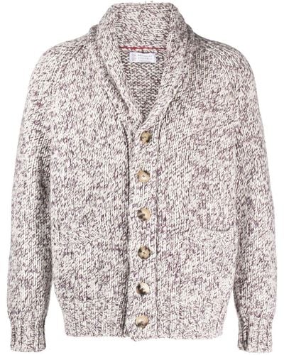 Brunello Cucinelli Double-breasted Wool-blend Cardigan - Natural