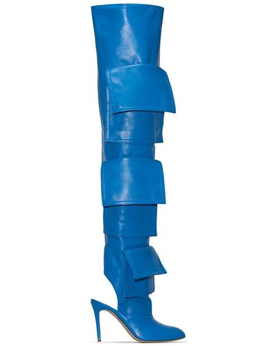 Natasha Zinko Multi-pocket 100mm Thigh-high Boots - Blue