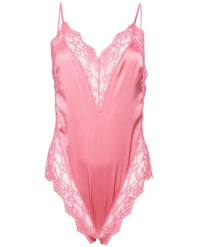 Fleur du Mal Venus Lace-panelled Bodysuit - Pink