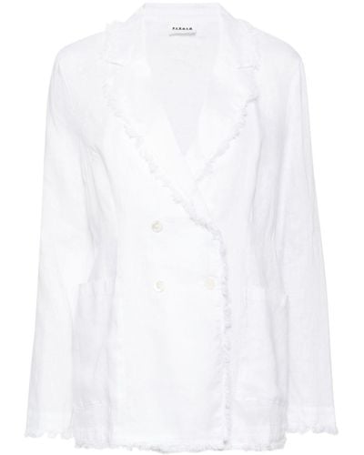 P.A.R.O.S.H. Double-breasted linen blazer - Blanc