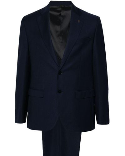Manuel Ritz Patterned-jacquard Suit - Blue