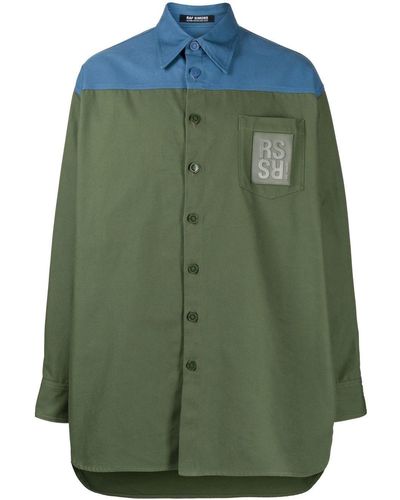 Raf Simons Logo-patch Paneled Shirt - Green