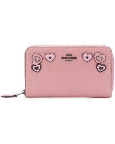 COACH Hearts Medium Zip Wallet - Pink