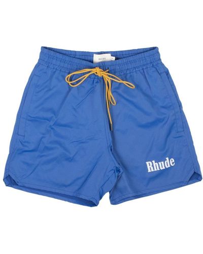 Rhude Logo-print Swim Shorts - Blue