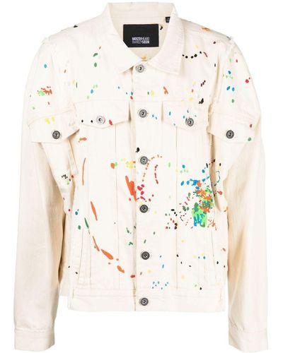 Mostly Heard Rarely Seen Paint-embroidered Denim Jacket - Natural