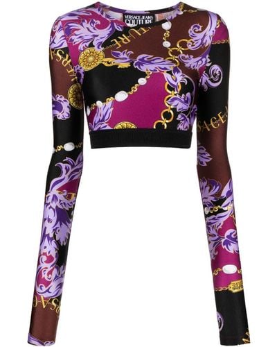 Versace Jeans Couture Baroque-Print Crop Top - ShopStyle