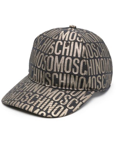 Moschino Metallic Logo-print Cap - Grey