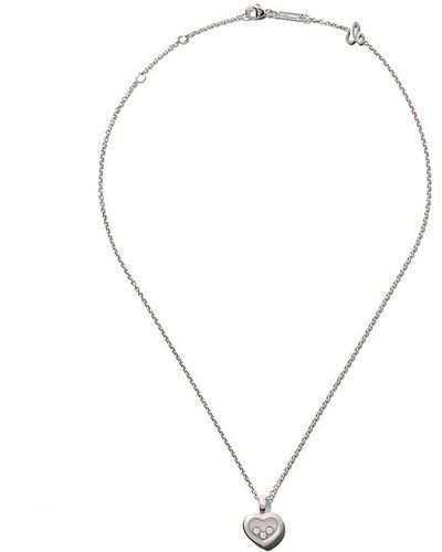 Chopard 18kt 'Happy Diamonds Icons' Weißgoldhalskette mit Diamant - Mettallic