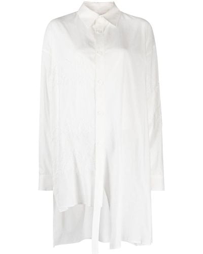 Y's Yohji Yamamoto Camisa asimétrica con ribete de encaje - Blanco