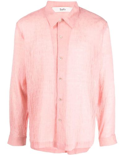 Séfr Textured Cotton-blend Shirt - Pink