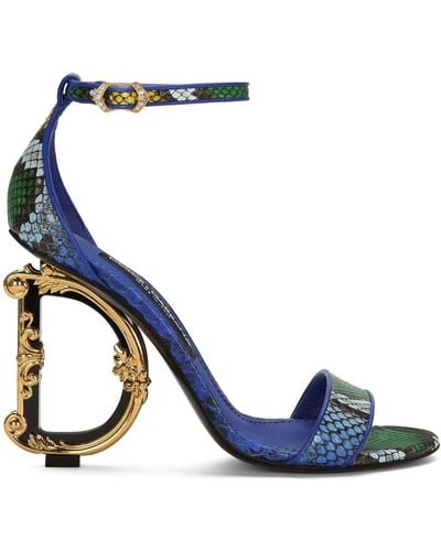 Dolce & Gabbana Sandalias Baroque con tacón DG de 105mm - Azul