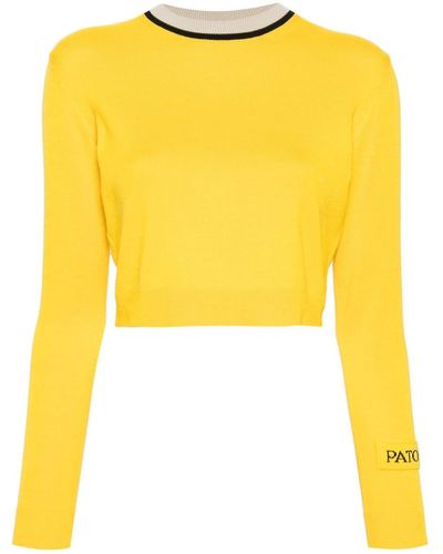 Patou Knitted Cropped Sweater - Yellow