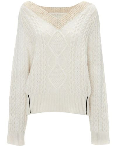 Victoria Beckham V-neck Wool Sweater - White