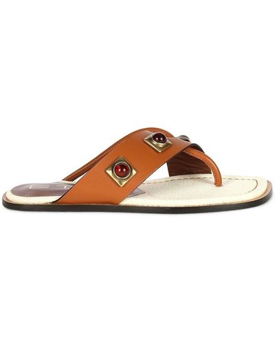 Etro Stone-embellished Thong-strap Sandals - Brown