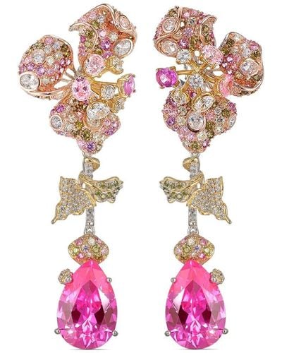 Anabela Chan 18kt Rose Gold Blush Orchid Saphhire And Diamond Earrings - Pink