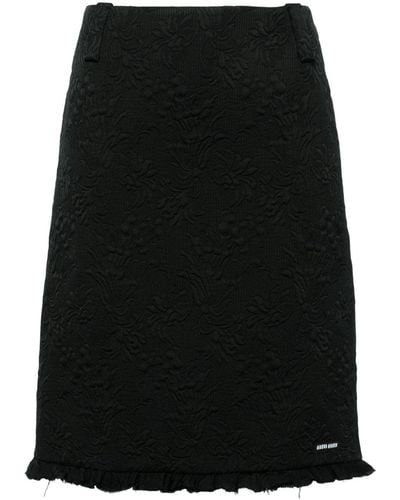 Miu Miu Falda de tubo con motivo floral - Negro