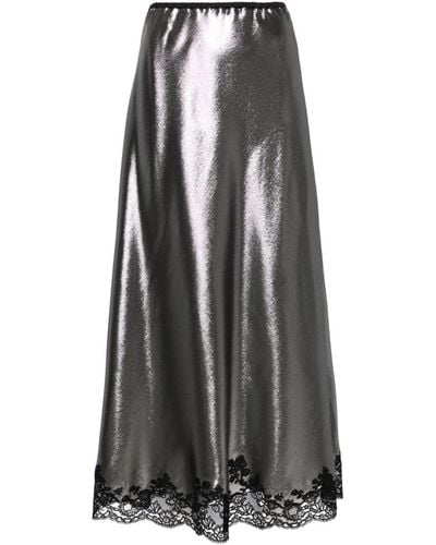 Carine Gilson Lace-trim Lurex Maxi Skirt - Black