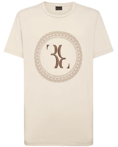 Billionaire Logo-embroidered Cotton T-shirt - Natural
