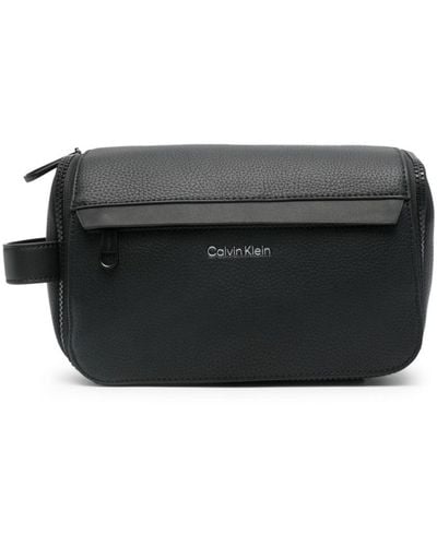 Calvin Klein Embossed-logo Wash Bag - Black