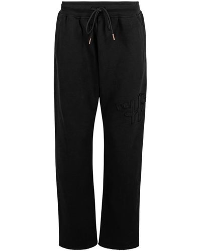 Honor The Gift Script-embroidered Cotton Track Pants - Black