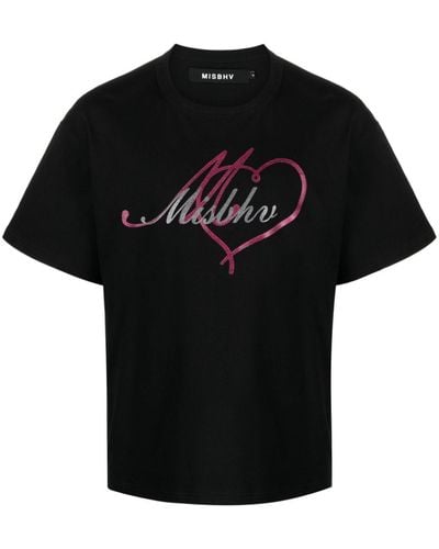 MISBHV T-Shirt mit Logo-Print in Glitter-Optik - Schwarz