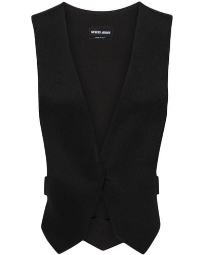 Giorgio Armani Strap-detail Silk Waistcoat - Black