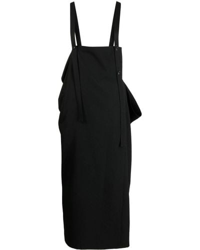 Y's Yohji Yamamoto Sleeveless Wool Midi Dress - Black