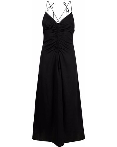 Sandro Rhinestone-embellished Ruched Midi Dress - Black