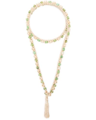 Alanui Gehäkelte Halskette mit Perlen - Weiß