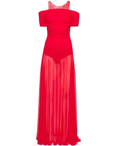 Atu Body Couture Round-neck Mesh Maxi Dress - Red