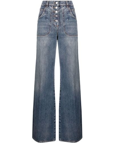 Etro Floral-embroidered Wide-leg Jeans - Blue
