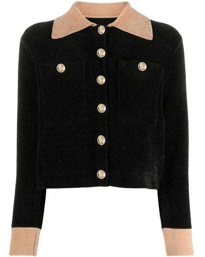Sandro Women's Marcel Cable Knit Cropped Cardigan - Black - Size 1/S