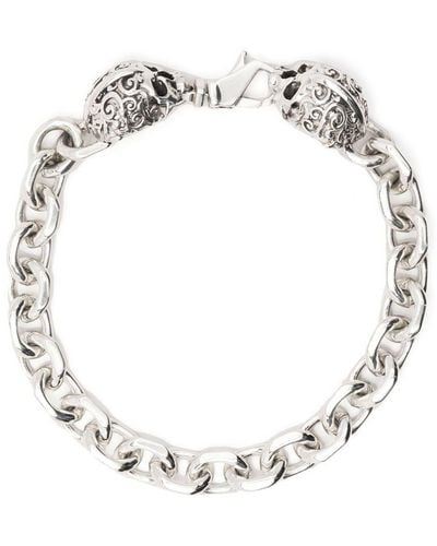Emanuele Bicocchi Arabesque Skull Chain Bracelet - White