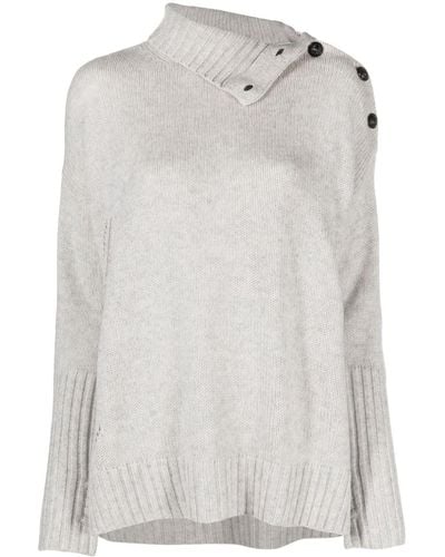 Zadig & Voltaire Alma Pointelle-logo Cashmere Sweater - White