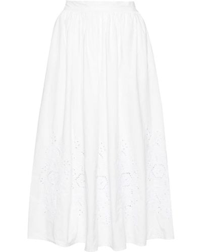 Stella Nova Broderie Anglaise Poplin Midi Skirt - White