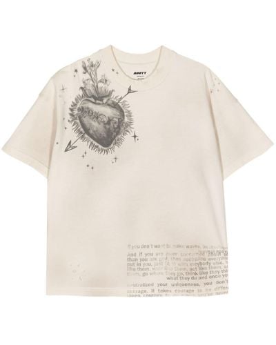 MOUTY Heart Crew-neck Cotton T-shirt - White