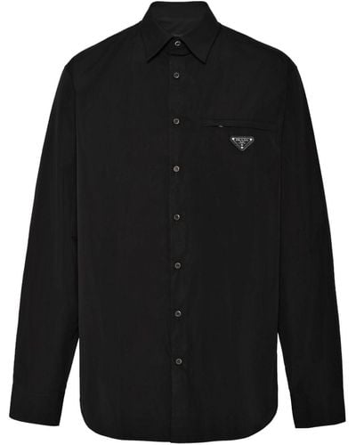 Prada トライアングルロゴ シャツ - ブラック