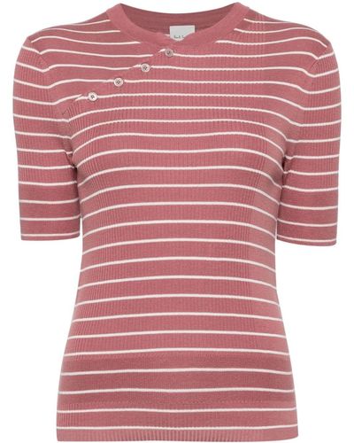 Paul Smith Striped Ribbed-knit Top - Pink