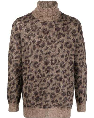 P.A.R.O.S.H. Leopard-print Roll-neck Sweater - Brown