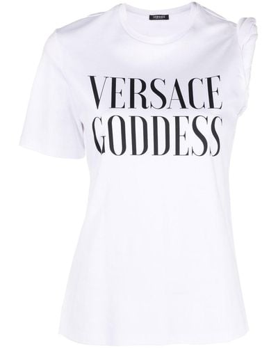 Versace T-Shirt mit Slogan-Print - Weiß