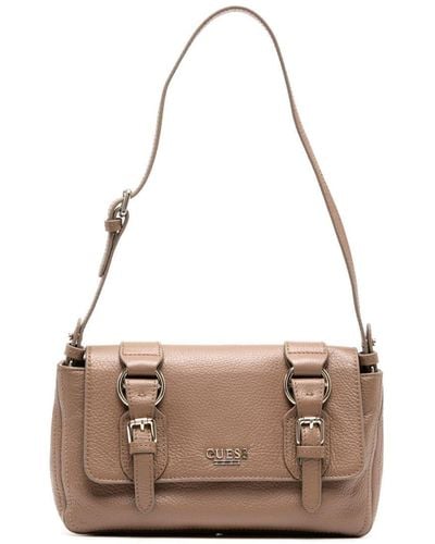 Guess USA Logo-plaque Leather Crossbody Satchel - ピンク