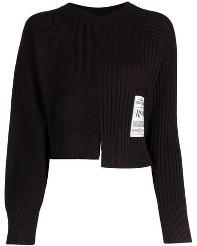 Izzue Paneled Ribbed-knit Sweater - Black