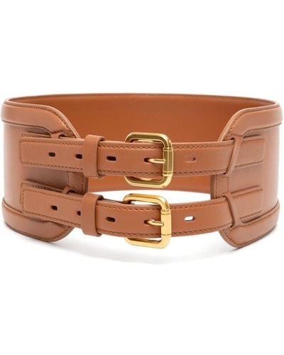 Zimmermann Double-buckle leather belt - Marrón