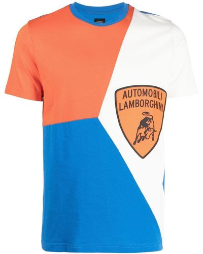 Automobili Lamborghini T-shirt Met Colourblocking - Wit