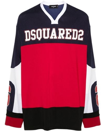 DSquared² T-shirt a maniche lunghe con stampa - Rosso