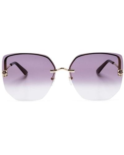 Cartier Panther-plaque Butterfly-frame Sunglasses - Purple