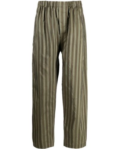 Lemaire Straight-leg Striped Silk Pants - Green